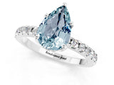 Platinum Pear Cut Aquamarine Solitaire Ring with Round  Pavé Band and Four-Prong Setting_43