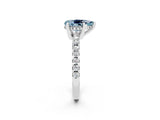 Platinum Pear Cut Aquamarine Solitaire Ring with Round  Pavé Band and Four-Prong Setting_44