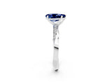 Platinum Pear Cut Blue Sapphire Engagement Ring with Side Stone Accents and Four-Prong Setting_14