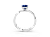 Platinum Pear Cut Blue Sapphire Engagement Ring with Side Stone Accents and Four-Prong Setting_15