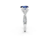 Platinum Pear Cut Blue Sapphire  Halo Twist Band Solitaire Prong Setting Ring_14