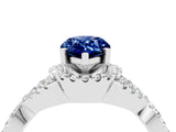 Platinum Pear Cut Blue Sapphire  Halo Twist Band Solitaire Prong Setting Ring_16