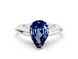 Platinum Pear Cut Blue Sapphire Solitaire Engagement Ring with Cathedral Setting and Four-Prong Mount_24