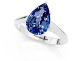 Platinum Pear Cut Blue Sapphire Solitaire Engagement Ring with Cathedral Setting and Four-Prong Mount_25