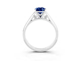 Platinum Pear Cut Blue Sapphire Solitaire Engagement Ring with Cathedral Setting and Four-Prong Mount_27