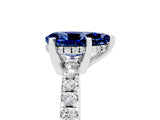 Platinum Pear Cut Blue Sapphire Solitaire Ring with Round  Pavé Band and Four-Prong Setting_41