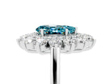 Platinum Pear Cut Blue Topaz Floral Double Halo Engagement Ring with Prong Setting_155