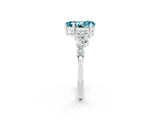 Platinum Pear Cut Blue Topaz Scattered Round Accent Ring with Prong Setting_62