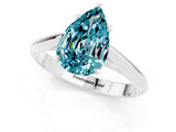 Platinum Pear Cut Blue Topaz Solitaire Engagement Ring with Cathedral Setting and Four-Prong Mount_1
