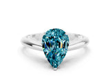 Platinum Pear Cut Blue Topaz Solitaire Engagement Ring with Cathedral Setting and Four-Prong Mount_6