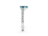 Platinum Pear Cut Blue Topaz Solitaire Pavé Engagement Ring with Round Band and Prong Setting_86