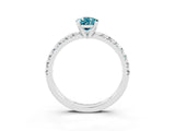 Platinum Pear Cut Blue Topaz Solitaire Pavé Engagement Ring with Round Band and Prong Setting_87