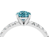 Platinum Pear Cut Blue Topaz Solitaire Pavé Engagement Ring with Round Band and Prong Setting_88