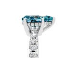 Platinum Pear Cut Blue Topaz Solitaire Ring with Round  Pavé Band and Four-Prong Setting_41