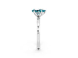 Platinum Pear Cut Blue Topaz Solitaire Ring with Thin Band and Prong Setting_116
