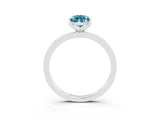 Platinum Pear Cut Blue Topaz Solitaire Ring with Thin Band and Prong Setting_117