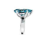 Platinum Pear Cut Blue Topaz Solitaire Ring with Thin Band and Prong Setting_119