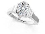 Platinum Pear Cut Brilliant Solitaire Diamond Ring with Channel Set Band and Bar Prong Setting_13