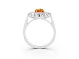 Platinum Pear Cut Citrine Floral Double Halo Engagement Ring with Prong Setting_153