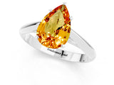 Platinum Pear Cut Citrine Solitaire Engagement Ring with Cathedral Setting and Four-Prong Mount_1