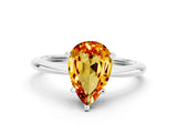 Platinum Pear Cut Citrine Solitaire Engagement Ring with Classic Band and Four-Prong Setting_12