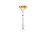 Platinum Pear Cut Citrine Solitaire Ring with Flower Prong Setting and Classic Band_14