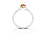 Platinum Pear Cut Citrine Solitaire Ring with Flower Prong Setting and Classic Band_15