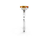 Platinum Pear Cut Citrine Solitaire Ring with Thin Band and Prong Setting_44