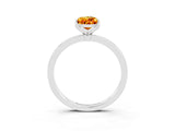 Platinum Pear Cut Citrine Solitaire Ring with Thin Band and Prong Setting_45