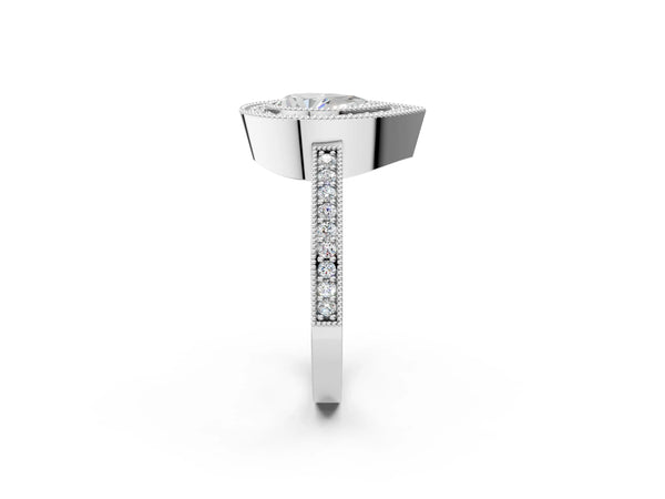 Platinum Pear-Shaped Halo Engagement Ring Setting - Design RJ-753