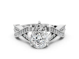 Platinum Pear Cut Cut Diamond Twisted Band with Milgrain Pave Setting and Four-Prong Setting_6