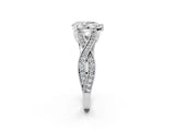 Platinum Pear Cut Cut Diamond Twisted Band with Milgrain Pave Setting and Four-Prong Setting_8