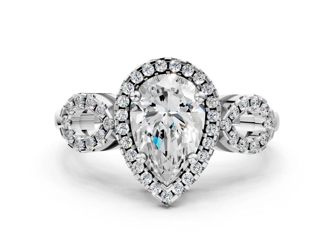 Platinum Pear Cut Cut Halo Diamond Infinity Band with Four-Prong Setting_13