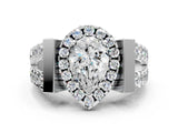 Platinum Pear Cut Cut Halo Split Shank Prong Set Ring_7