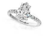 Platinum Pear Cut Diamond Brilliant Solitaire Ring with Pavé Band and Four-Prong Setting_13