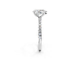 Platinum Pear Cut Diamond Brilliant Solitaire Ring with Pavé Band and Four-Prong Setting_14