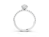 Platinum Pear Cut Diamond Brilliant Solitaire Ring with Pavé Band and Four-Prong Setting_15