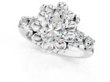 Platinum Pear Cut Diamond Floral Halo Engagement Ring with Shared Prong Setting 2