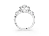 Platinum Pear Cut Diamond Floral Halo Engagement Ring with Shared Prong Setting 4