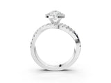 Platinum Pear Cut Diamond Halo Ring with Round Split Shank and Prong Setting_15