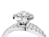 Platinum Pear Cut Diamond Halo Ring with Round Split Shank and Prong Setting_16
