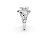 Platinum Pear Cut Diamond Halo Ring with Split Shank and Bezel Accents and Four-Prong Setting_15