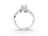 Platinum Pear Cut Diamond Halo Ring with Split Shank and Bezel Accents and Four-Prong Setting_16