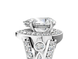 Platinum Pear Cut Diamond Halo Ring with Split Shank and Bezel Accents and Four-Prong Setting_18