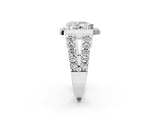 Platinum Pear Cut Diamond Halo Split Shank Prong Set Ring_45