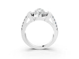 Platinum Pear Cut Diamond Halo Split Shank Prong Set Ring_46