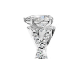 Platinum Pear Cut Diamond  Halo Twist Band Solitaire Prong Setting Ring_17