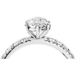 Platinum Pear Cut Diamond Pavé Solitaire Ring with Round Band and Prong Setting_20