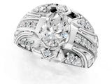 Platinum Pear Cut Diamond Pave Art Deco Split Shank Ring with Four-Prong Setting_14