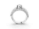 Platinum Pear Cut Diamond Pave Art Deco Split Shank Ring with Four-Prong Setting_16
